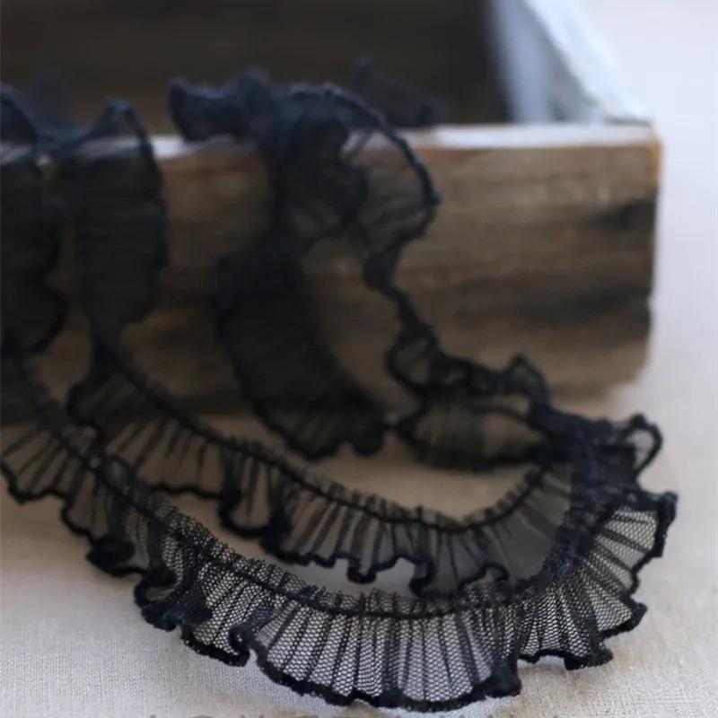 

2 Ярда/182см Белые Черные Кружевные Ткани с Рюшами Для Одежды Дома Свадебный Аксессуар Декор Букета Ручная Работа Швейная Отделка чёрный