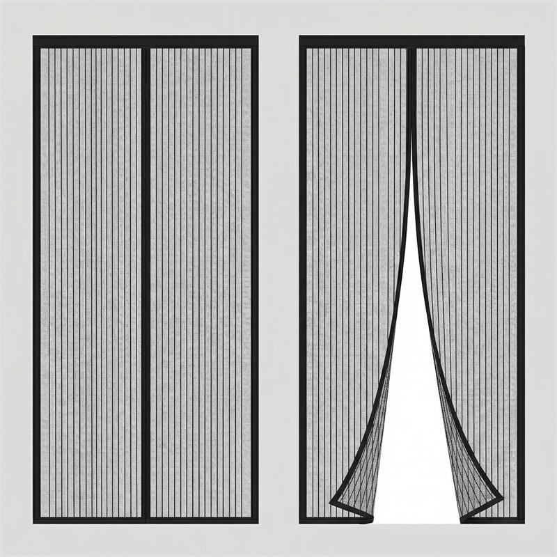 Magnetic Soft Mesh Door Curtain - No Magnetic Strip Threading, Summer Mosquito Proof, Dense Embroidered Screen