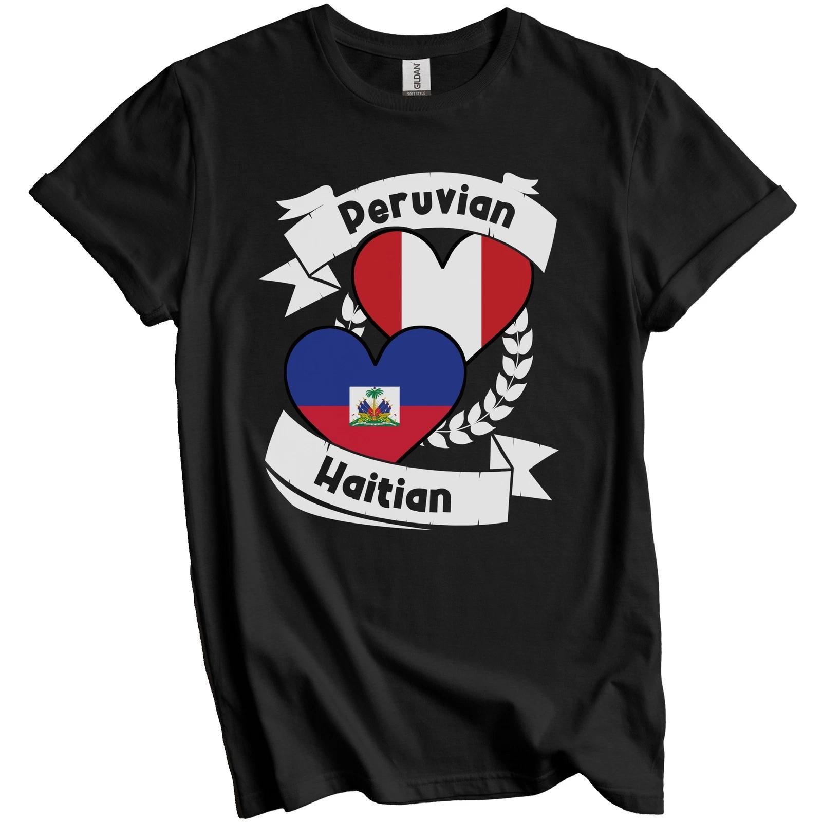 Peruvian Haitian Heart Flags Peru Haiti T-Shirt XL