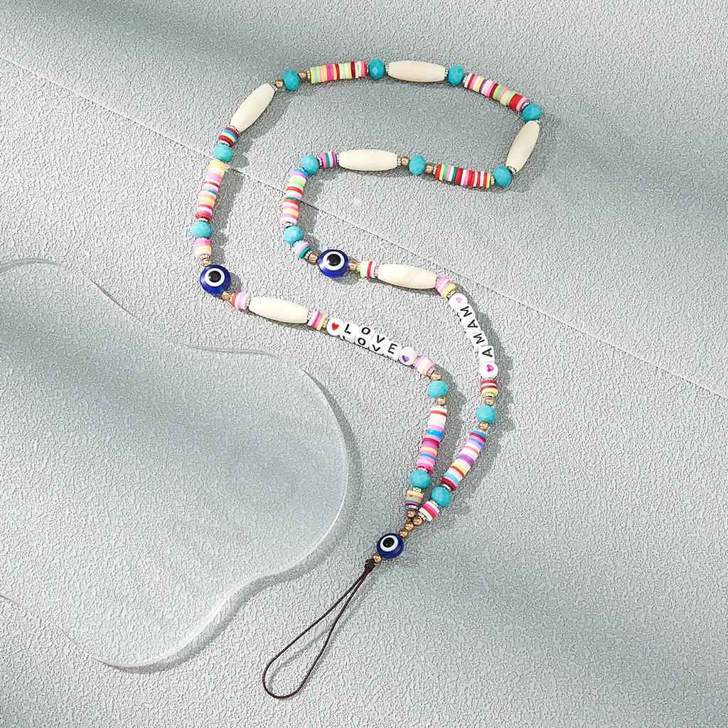 Bohemian colorful beaded mobile phone chain personalized eye beads mobile phone lanyard short mobile phone pendant in stock