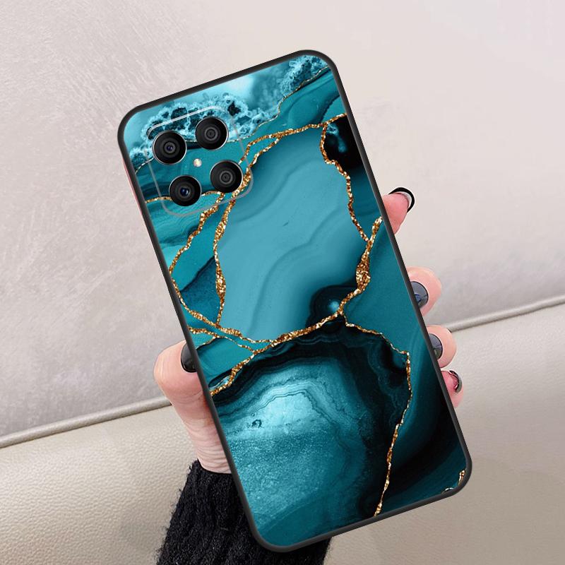 Teal Blue Gold Agate Marble For Honor Magic 8 Pro 6 7 Lite Case For Honor Win RT 400 200 50 70 90 X8c X8b X9a X9b X9c X9d