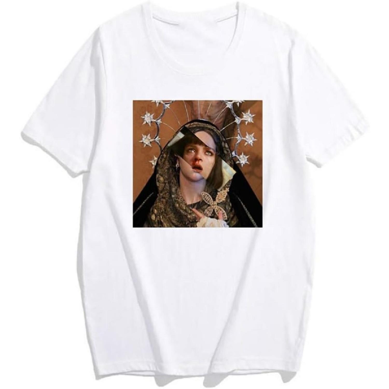 Смешная футболка с принтом Моны Лизы, забавная футболка для мужчин и женщин (Цвет _ Белый-2, Размер _ S) S