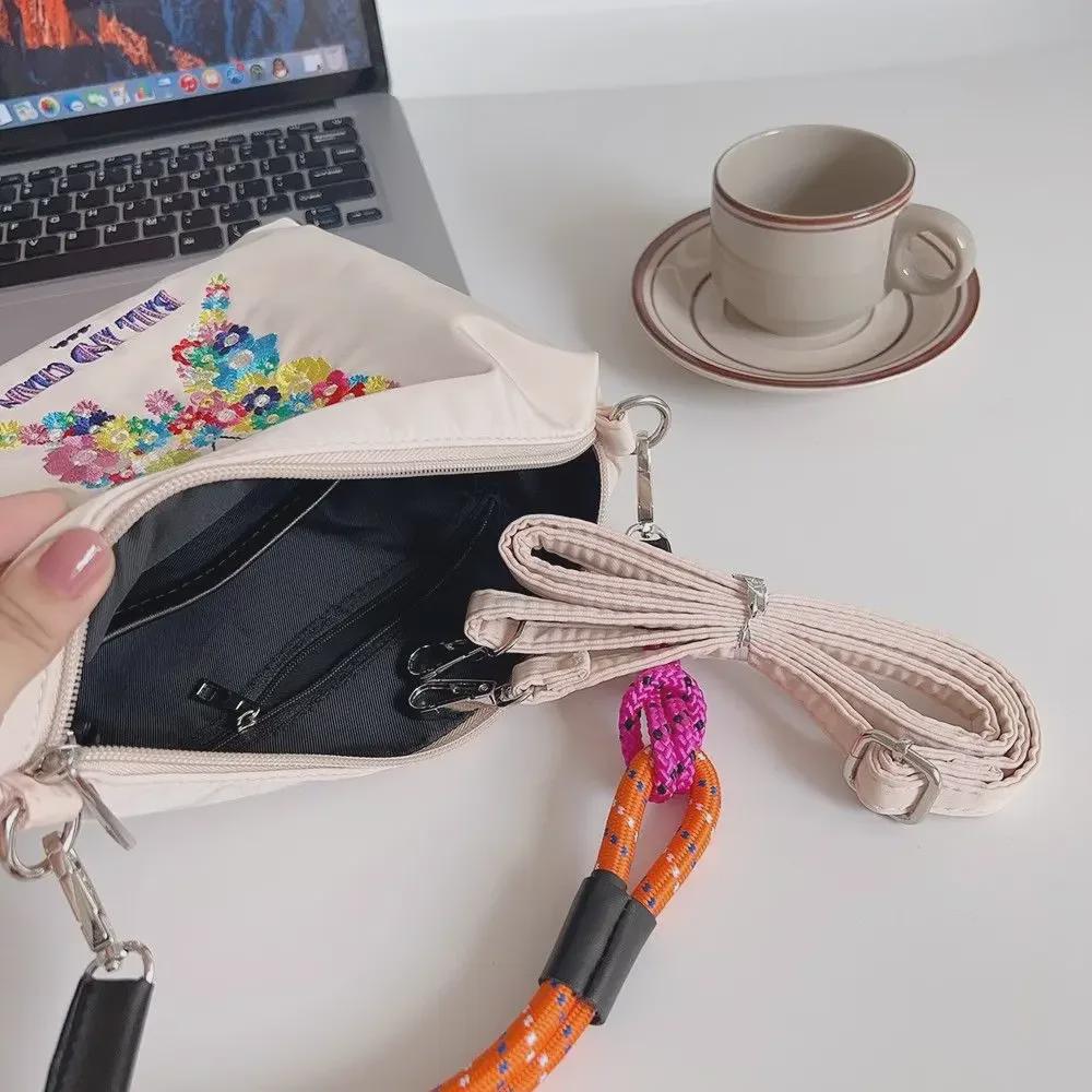 Women's Japanese Style Embroidered Shoulder Bag - Large Capacity, Portable Fashion Toiletry Storage