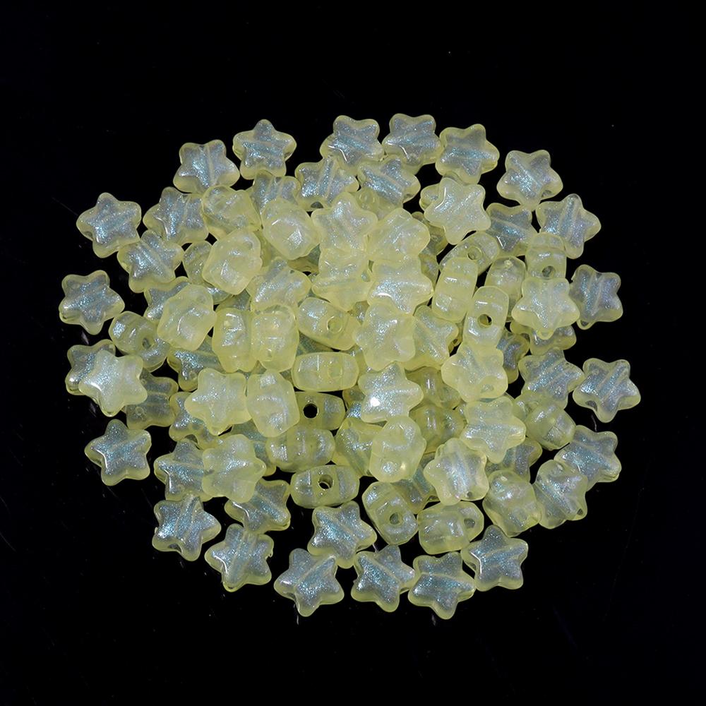 100pcs 10mm Acrylic Star Beads Colorful Luminous Five-pointed Star Loose Beads For DIY Jewelry Making Bracelet Necklace Supplies
