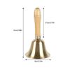 8CM Brass Hand Bell with Wooden Handle Dinner Service Bell Loud Ringing Bell for School Classroom, Service and Game