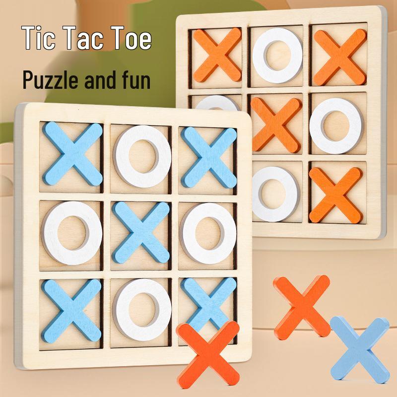 XO Wooden Chess and Tic-Tac-Toe Set: Double Player, Parent-Child Educational Toy for Kindergarten.