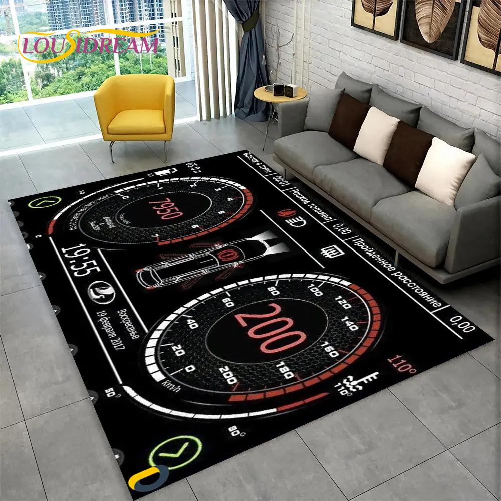 Alfombra grande para tablero de instrumentos de carreras de autos en 3D, alfombra para sala de estar, dormitorio, sofá, cocina, decoración, alfombra antideslizante para juegos de niños