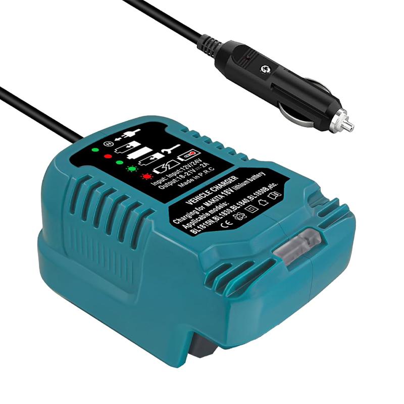 Portable Vehicle Charger for Makita 18V Li-ion Battery, Replacement Compact DC 12V/24V Car Charger With LED Indicator for Makita