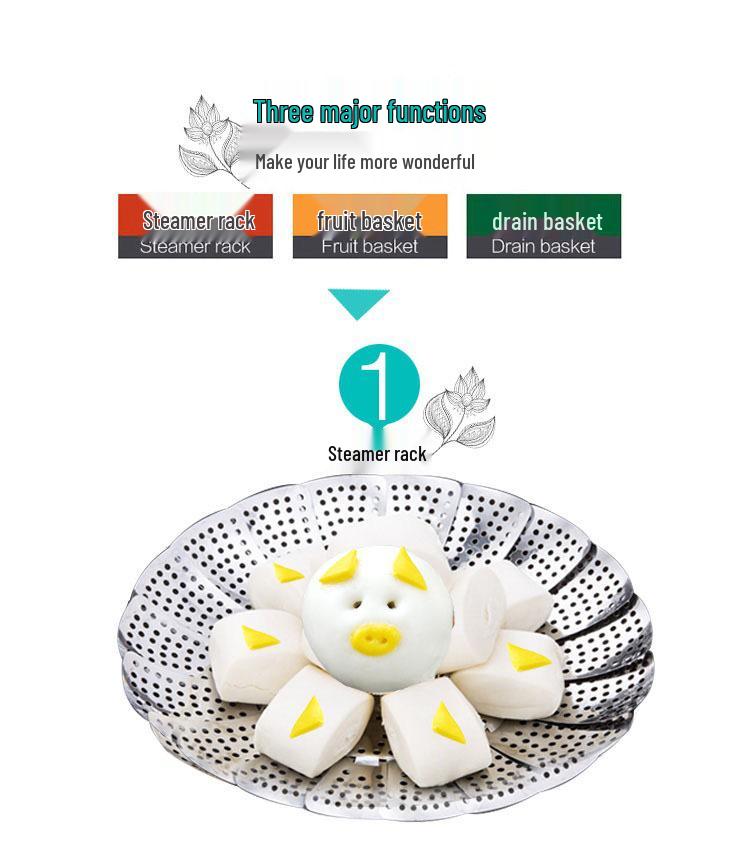 Stainless Steel Retractable Steamer Basket and Draining Rack