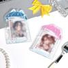 3 Inch Clear Umbrella Photocard Holder PVC Keychain Photo Card Holders ID Badge Holder Card Display Desktop Decor Card Sleeve
