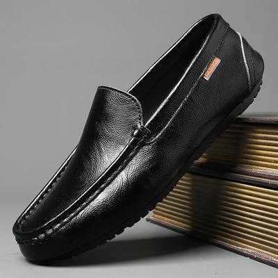 2024Genuine Leather Men Casual Shoes Luxury Brand Soft Mens Loafers Moccasins Breathable Slip On Black Driving Shoes Plus Size