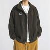 Men's Autumn Standing Collar Solid Color Fleece Jacket Student Long Sleeve Casual Jacket