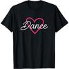 YeadamFission Dance Heart Print T-Shirt for Women - Black Cotton Tee with Pink Heart & Script Lettering