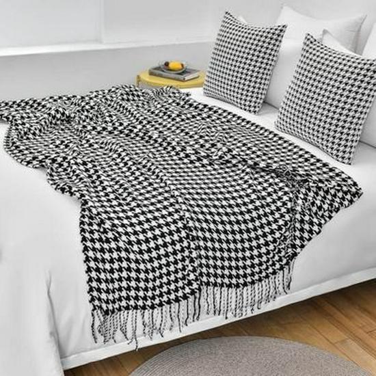 

Беговая дорожка для кровати и плед для дивана - Вязаное покрывало в гостиничном стиле и украшение для изножья кровати Small 127x172cm with Tassels