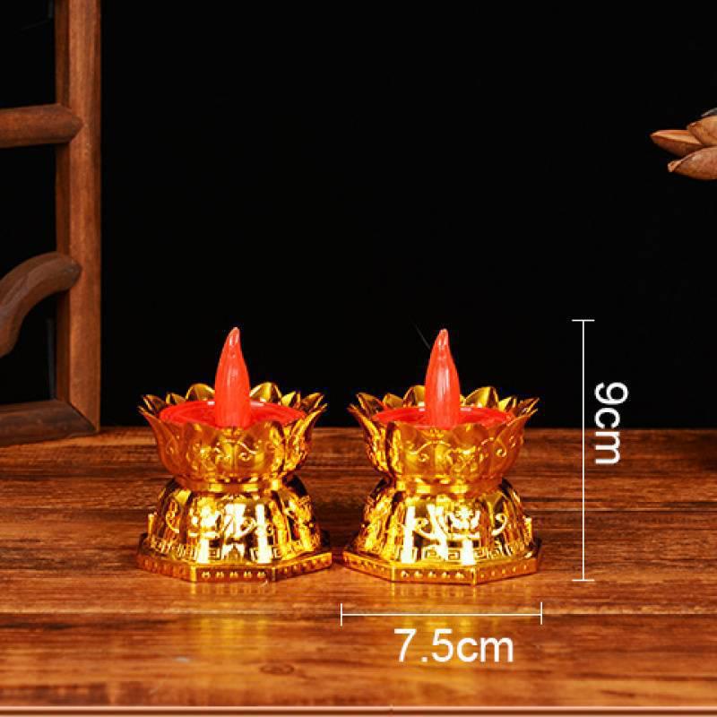 Electric Buddha & God of Wealth Candle Lamp: Plug-in, Everlasting Light, Home Decor for Attracting Wealth and Treasures.