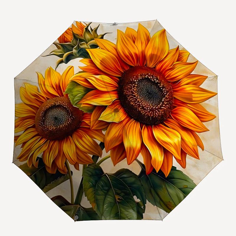 

1pc Sunflower Bloom Automatic Open/Close Umbrella Compact Folding Umbrella, All-Season Portable Umbrella for Women/Men219