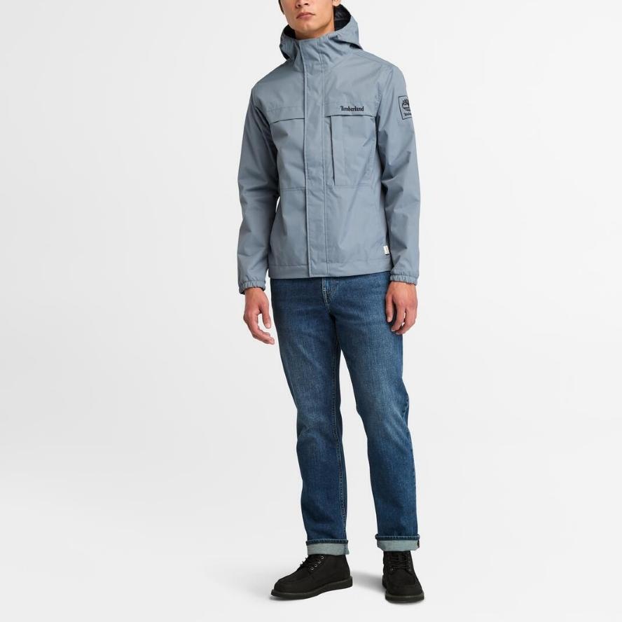 Timberland Comfortable Breathable Zipper Hooded Outdoor Hiking Waterproof Windproof Water-Repellent Jacket Men Jacket Medium-Blue A695W-073