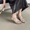 Fashion Ladies Shoes Slingbacks Women's Sandals Elegant Dress Sandals Women Narrow Band Pointed Toe Buckle Strap Thin Heels Shoes Women
