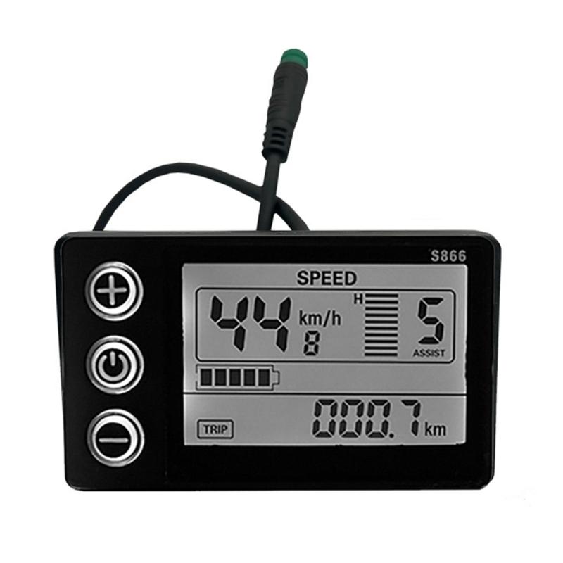 Elektrisk sykkelskjerm 24V/36V/48V vanntett LCD-skjerm S866 kontrollpanel Dashboarddisplay for elsykkelscooter