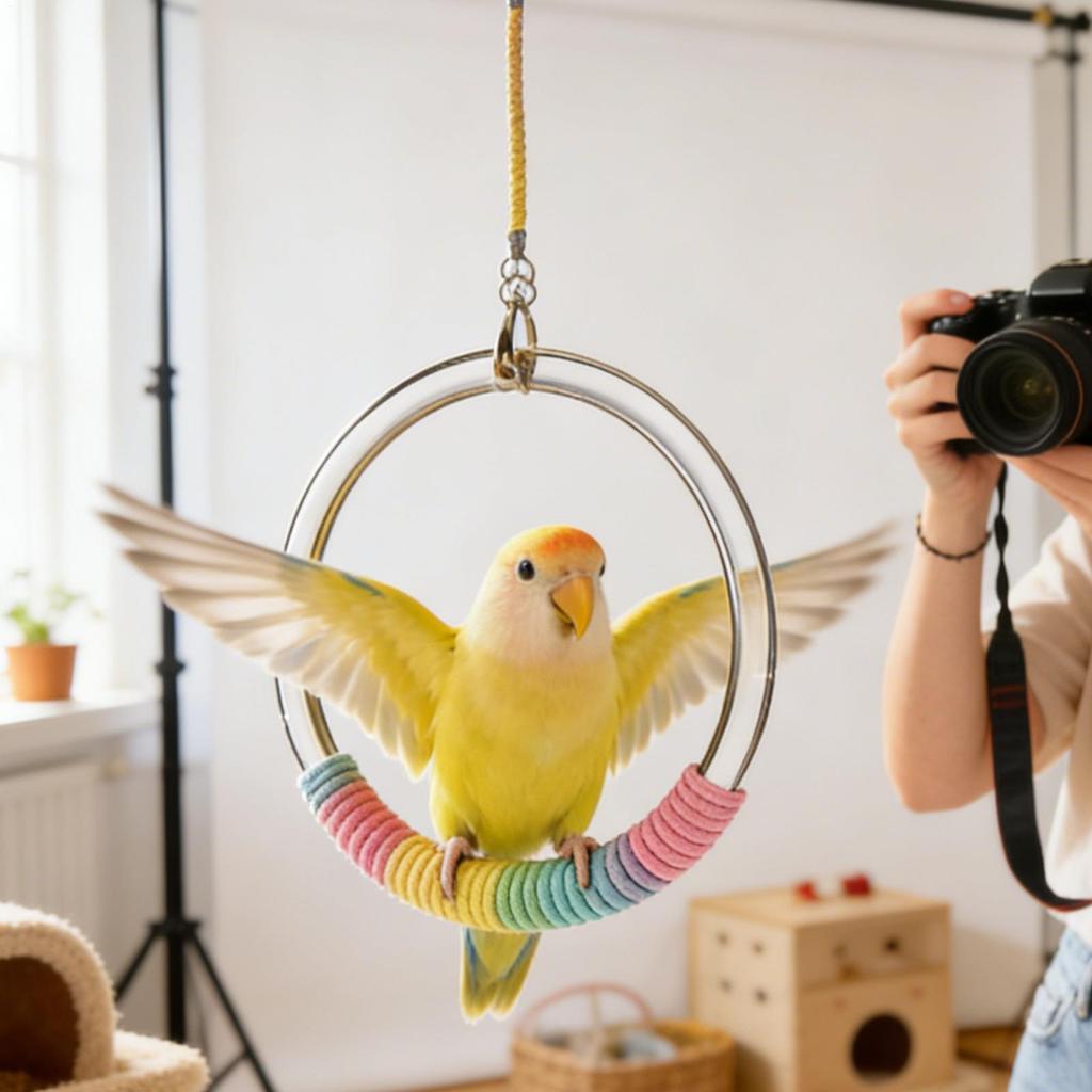Parrot Swing Rope Ring Toy Perch For Bird Conure Swing Ring For Parrot Parakeet Cockatoo Lovebird Cockatiel Canary Conure