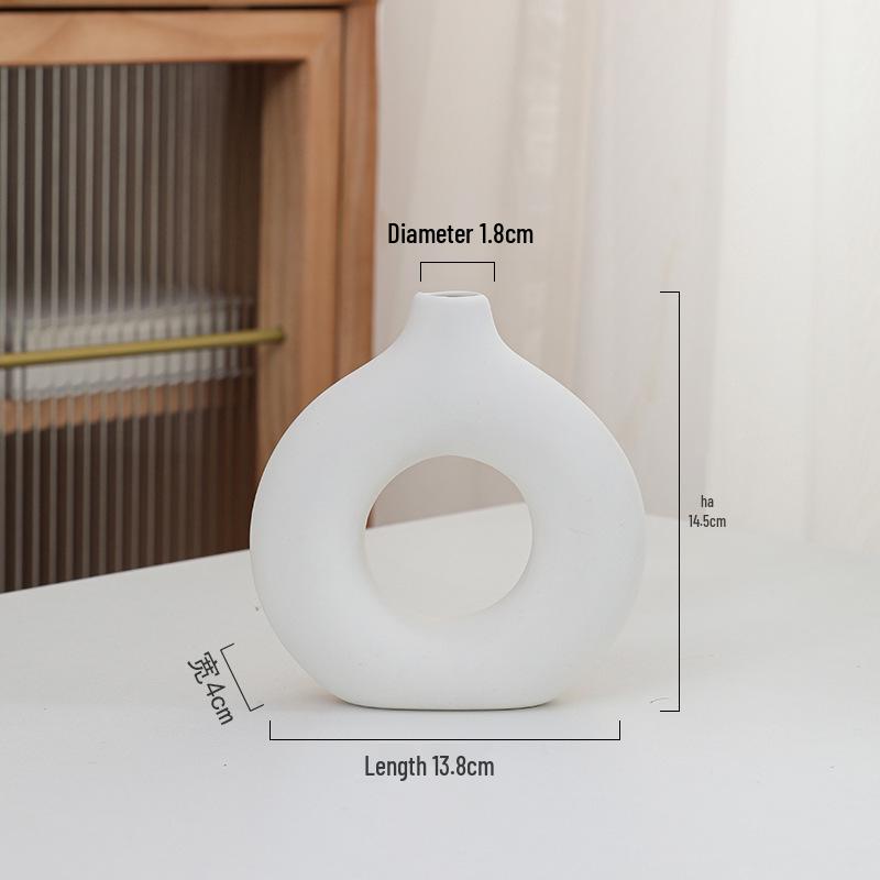 Nordic Ceramic Circle Vase - Creative Home Decor for Living Room
