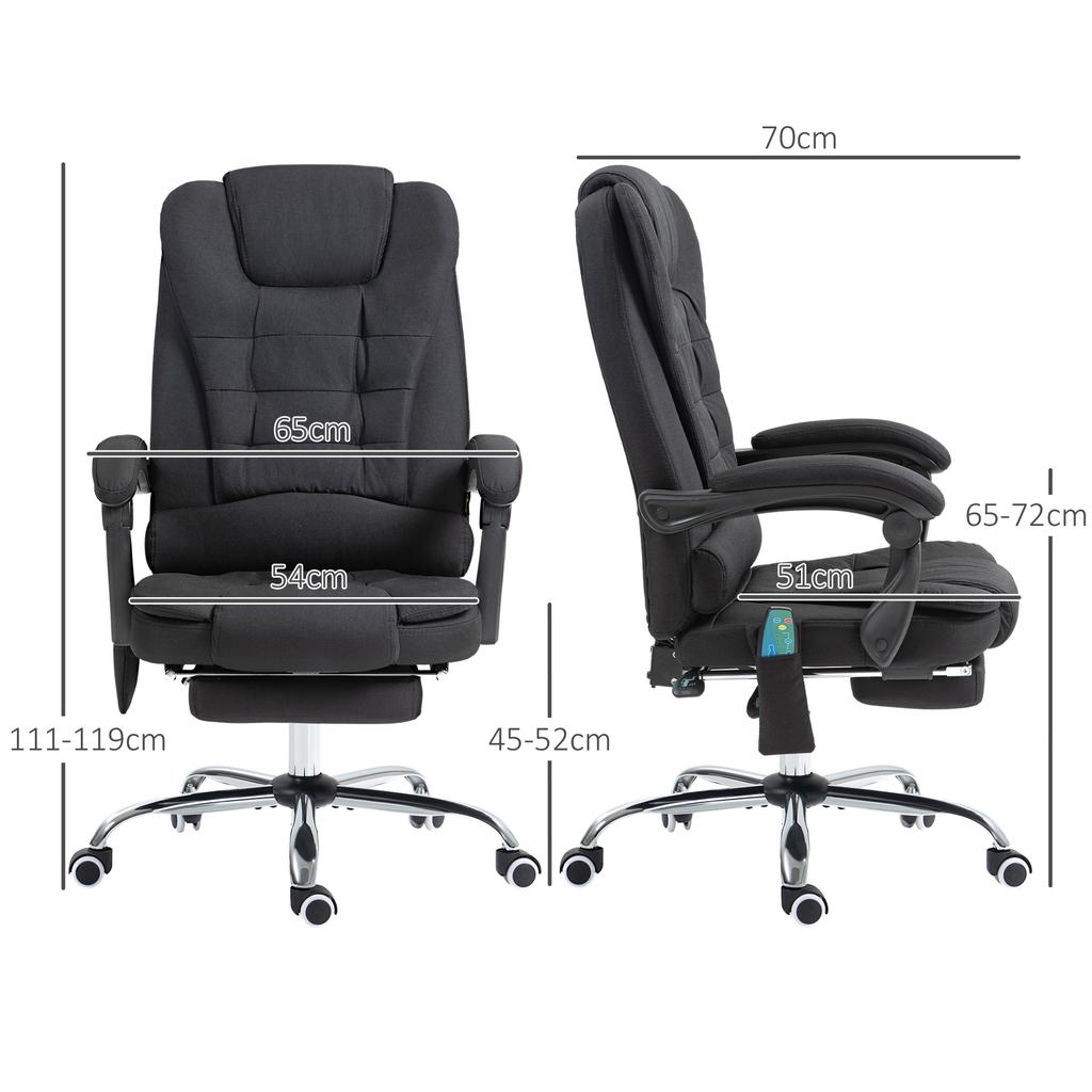 Office Chair with Massage Function, Ergonomic Desk Chair with Reclining & Heat Function, Height-Adjustable, Black