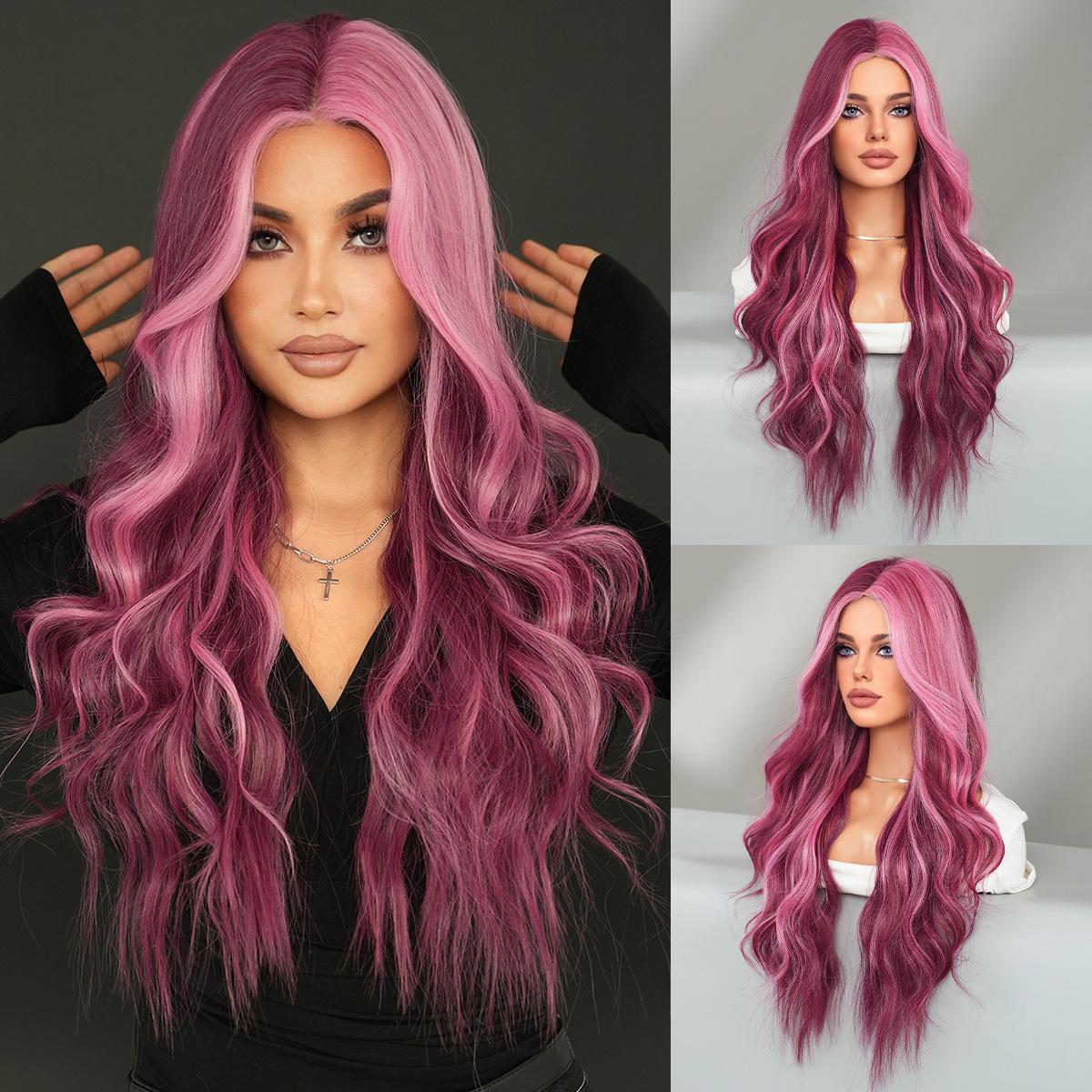 

Парик Galaxy Purple Balayage - 28-30-дюймовый термостойкий кудрявый шиньон, вручную связанный швейцарский кружевной фронт с радужными прядями 73cm 28 Inch фиолетовый