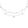 Silver Double Necklace with Moissanites, 925 Silver