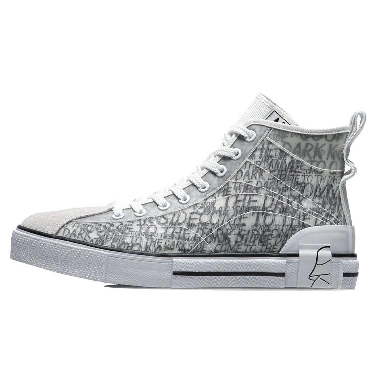 

STAR WARS x Li Ning Abrasion Resistant Breathable High top Skateboard Shoes Men s Gray White AGCR181-1 39.5