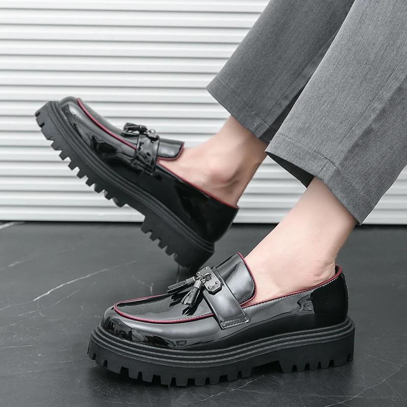 Fashion Spring Hot Selling Men's Thick Soled Loafers Fashion Tassel Design Men's Leather Casual Shoes Fashion Business Formal Shoes