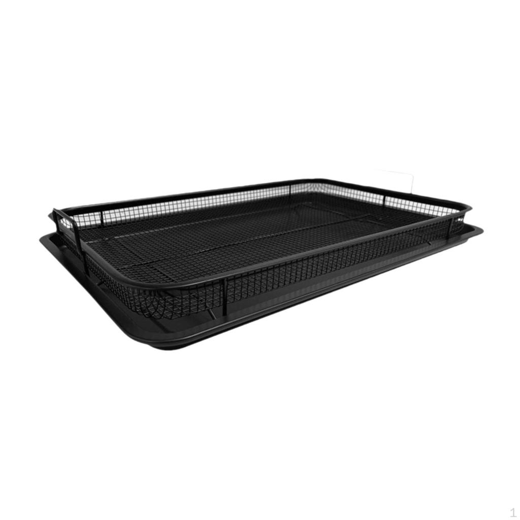 Oven Basket and Tray Easy Clean Oil Frying Baking Dish for Meat Seafood S Black