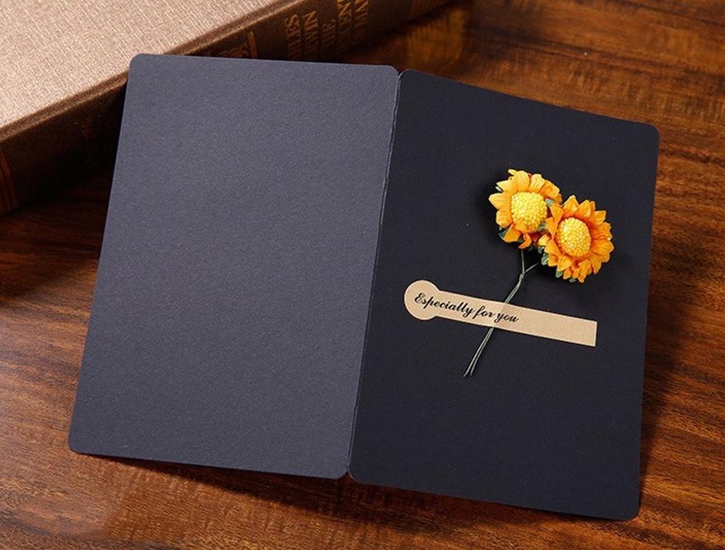 10pcs Universal Greeting Cards Best Wishes with Dried Flowers Creative Greeting Cards