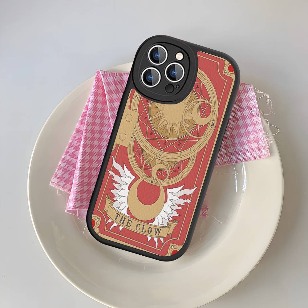 Anime C-CardcaptorS S-Sakura Leather Phone Case For IPhone 16 16e 15 14 13 12 11 Pro Max Plus Mini Cover