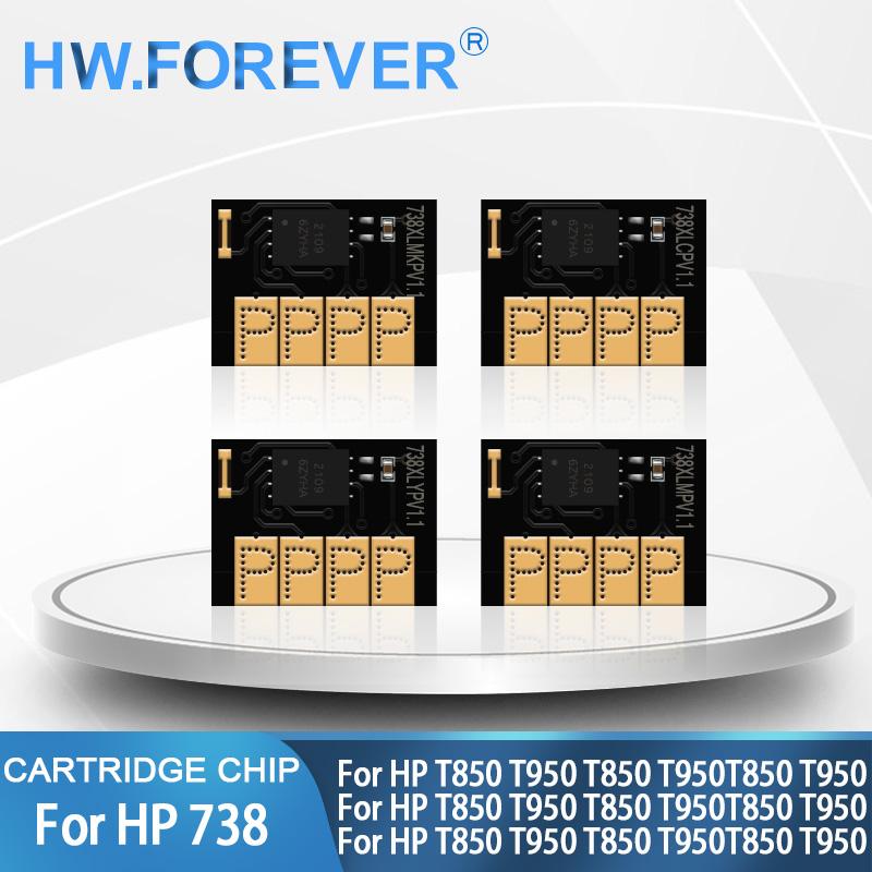 New Upgrade For HP 738 738XL Cartridge Chip For HP DesignJet T850 T950 Printers Stable One Time Use Disposable Cartridge Chip