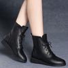 Short boots women's flat bottomed 2026  autumn and winter new cotton shoes with plush British style mid heel lace up boots
