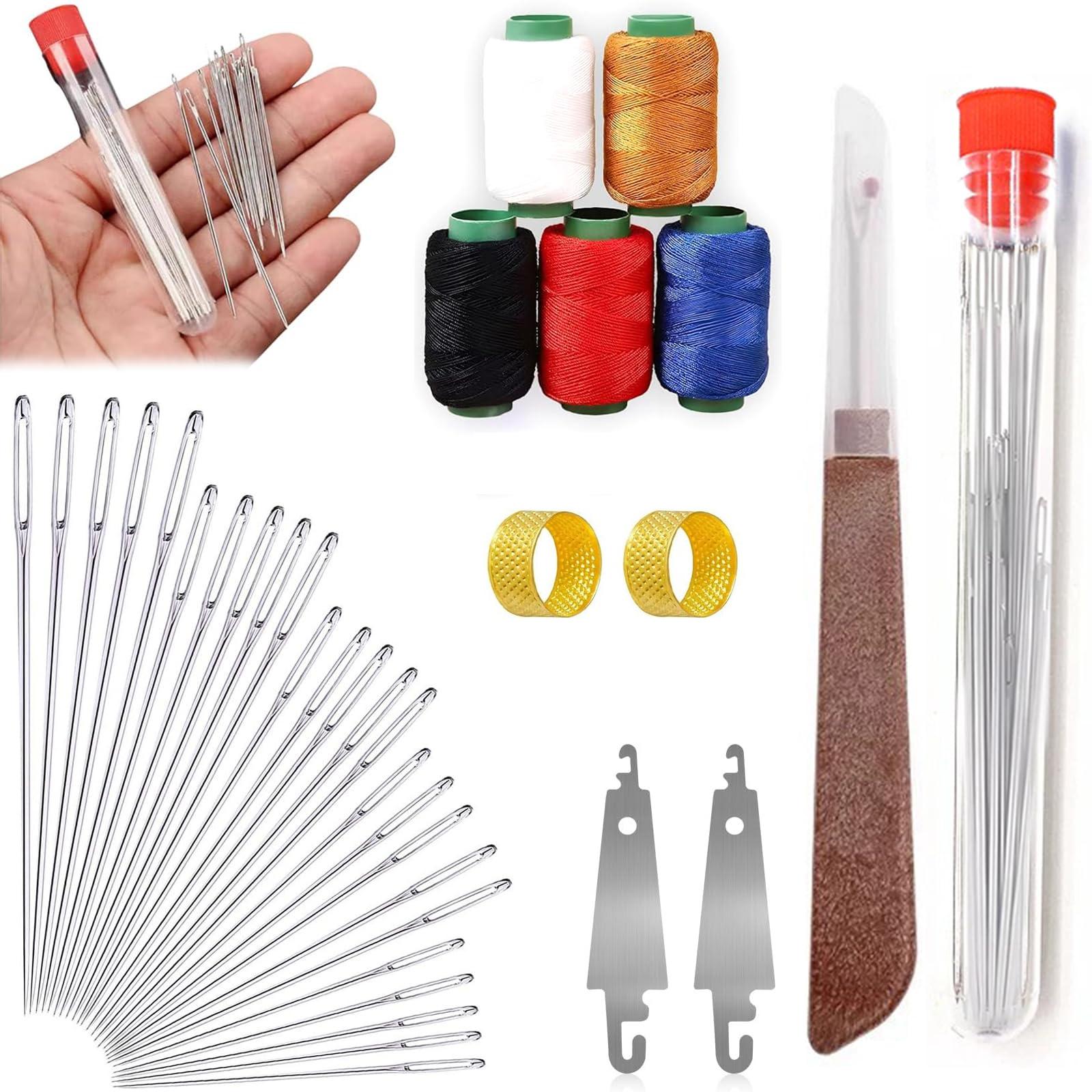 

Comprehensive Hand Sewing Kit with Multiple Needles Thread Spools Threader Seam Ripper Blades Thimble and Storage Bag for Home and Travel Use One Size