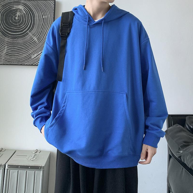 Sweat à capuche décontracté et confortable pour homme, haut ample, couleur unie, pour le sport et le printemps-automne