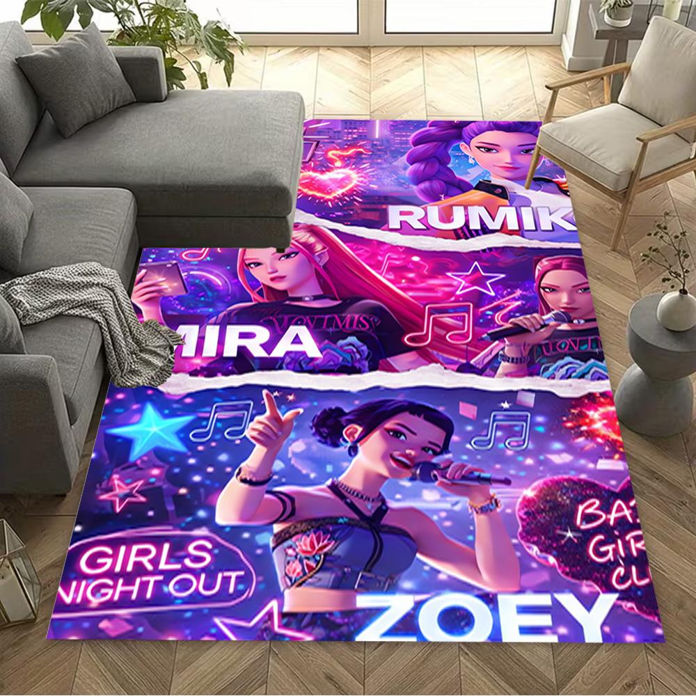 1pc K-pop Demon Hunters Rug Home Carpet Decoration Office Decor Gift Living Room Bedroom