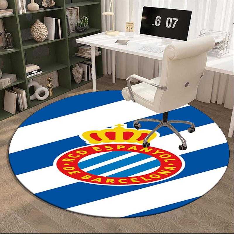 Real Sociedad Crest Design Round Rug for Livingroom,Bedroom, Palyroom, Chair Rug, Area rug, Circle Carpet, Large Size Fan Christmas gift