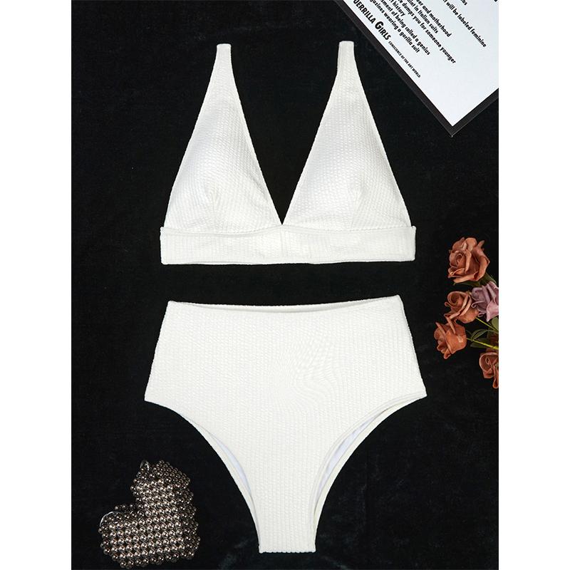 Women Two Piece Bathing Suit High Waist Swimsuit Summer Bikini Set Swimwear Clothes Solid Push Up Swimsuits