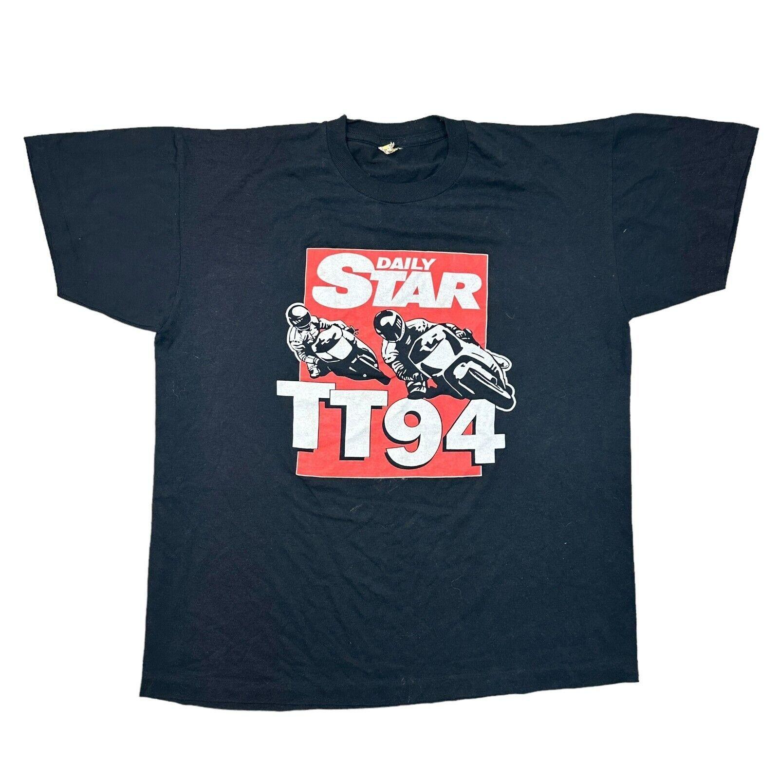 

Vintage TT94 T-Shirt Mens Womens Tees Top Single Stitch Daily Star Racing Biker Black Mens S
