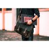16" Inch Rustic Vintage Retro Buffalo Leather Laptop Messenger Briefcase Satchel Office Bag Men & Women (Distressed Tan)