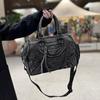 European and American Motorcycle Bag Handbag, Women's Retro Washed Denim Splicing, Flow Su Large Capacity Single Shoulder Crossbody Bag