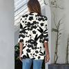 Women's Light And Thin Coat, Three-quarter Sleeve Printed Ruffled Cardigan