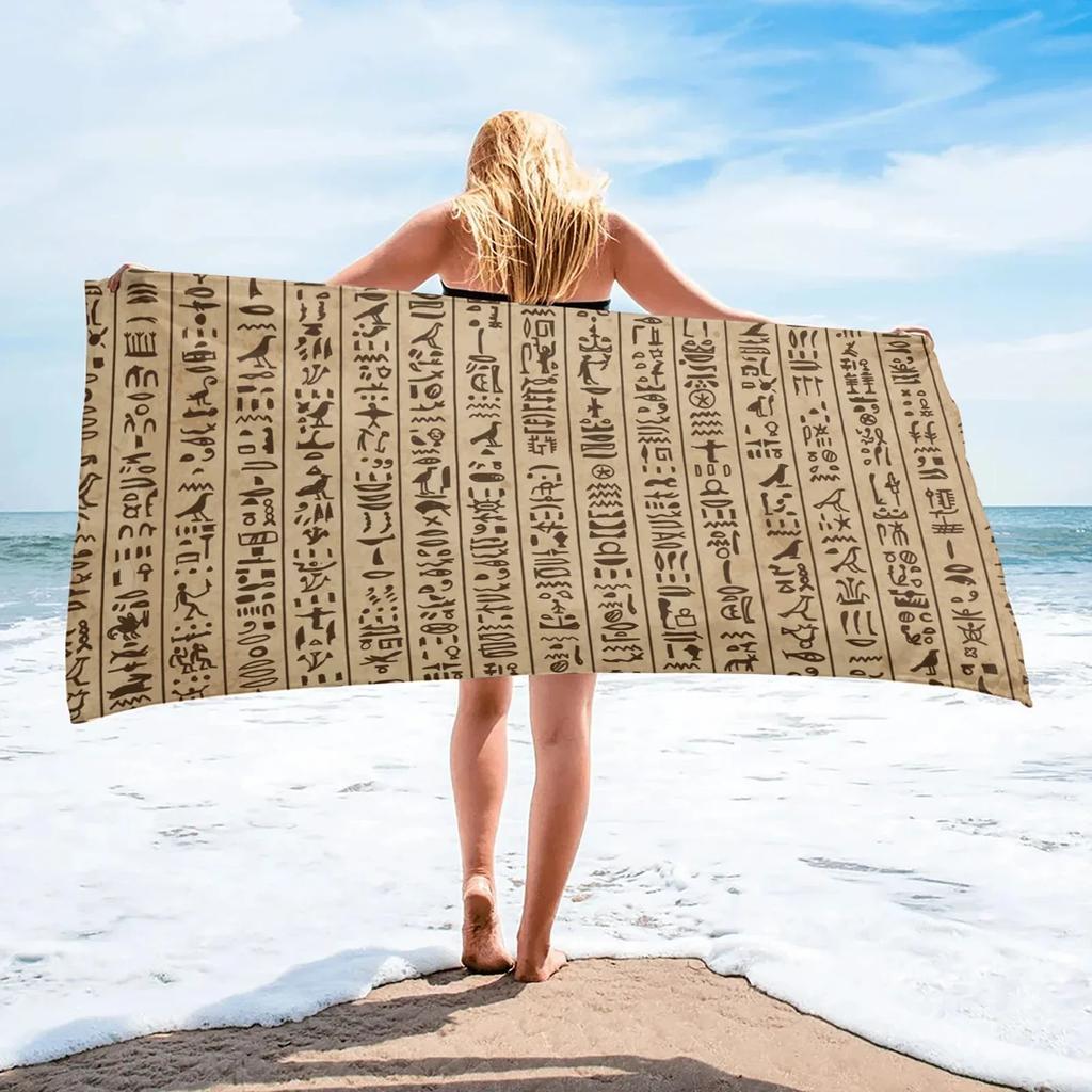 Antico Egitto Geroglifici Piramide Faraone Telo da Spiaggia Asciugamano da Bagno Stile Retro Assorbente Asciugatura Rapida Sport Viaggio Piscina Asciugamani