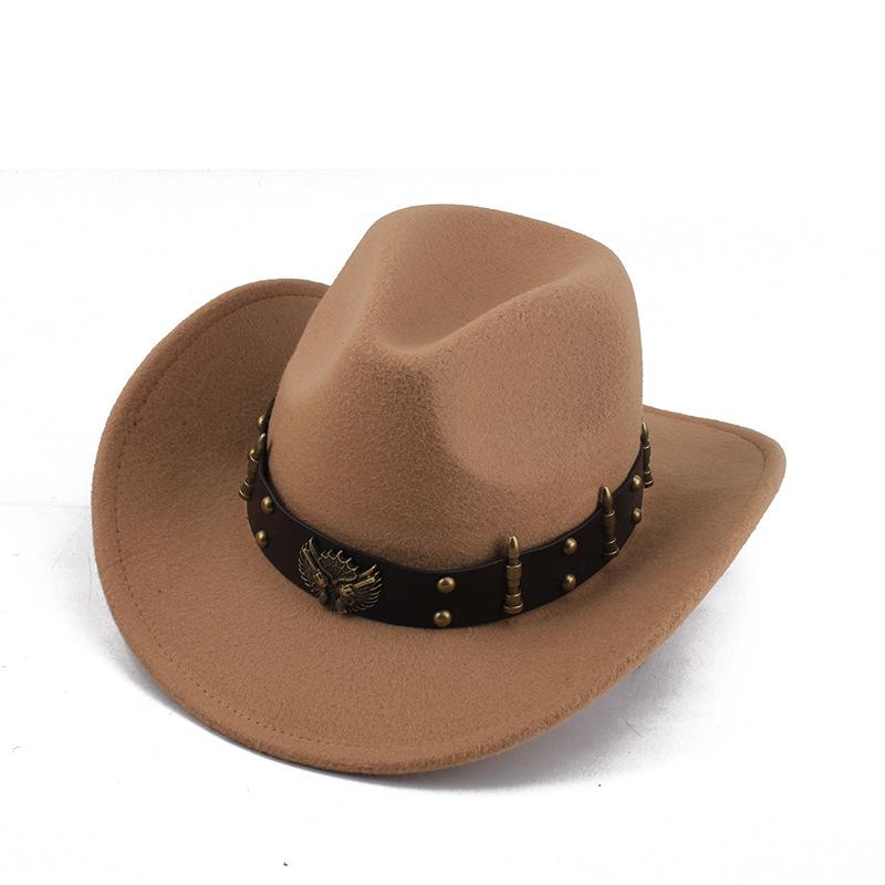 Summer Felt Cowboy Hat Men Women Couple Ethnic Rolled Brim Bohemian Fedora Sun Cap for Outdoor Beach