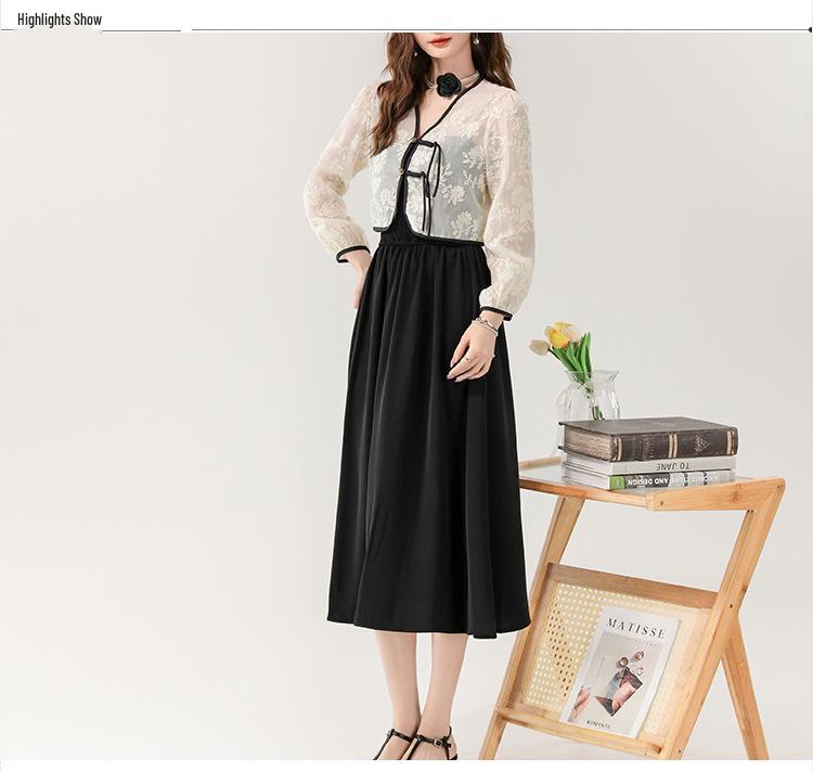 Summer Sweet Lace Top & Spaghetti Strap Dress Set