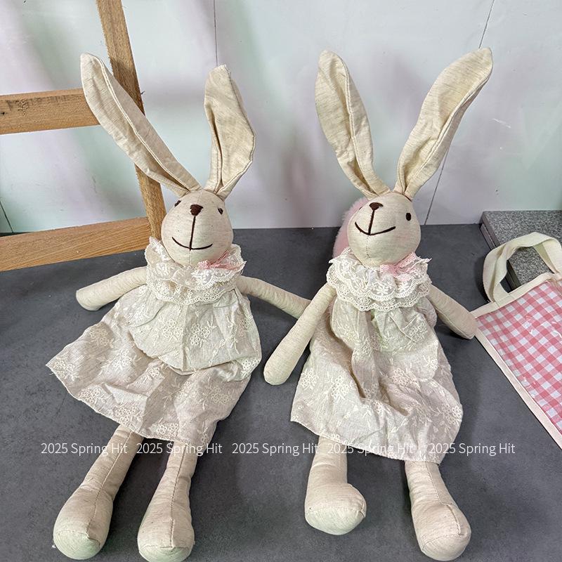 Nordic Cotton Linen Handmade Long-Legged Rabbit Doll - Children's Comfort Toy & Home Decor