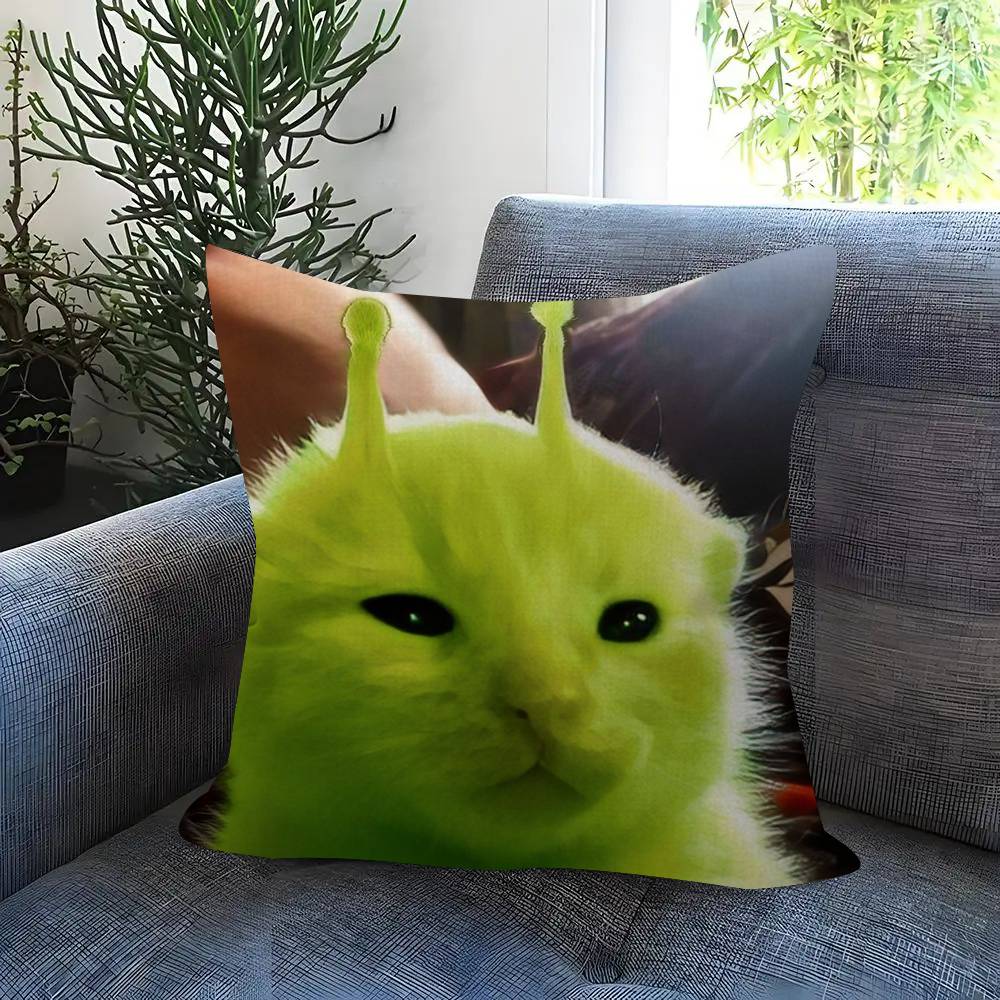 Cat Emoji Fun Art Pillow Covers Cartoon Sofa Decorative Home Doublesided Printing Short Plush Cute Cushion Cover
