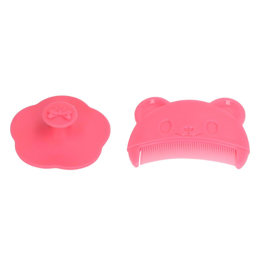 2 ks Sada kartáčů na dětskou pokožku hlavy Měkký smyslový silikonový koupací kartáč Pohodlný nástroj na koupání pokožky hlavy novorozenců Červený